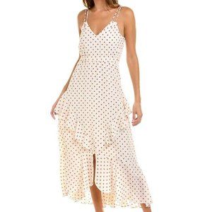 Maison Tara Natural Chiffon Check Maxi Dress. NWT!